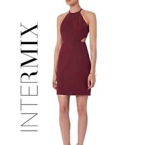 Intermix Womens Burgundy Halter Neck Kirby Dress Size Medium